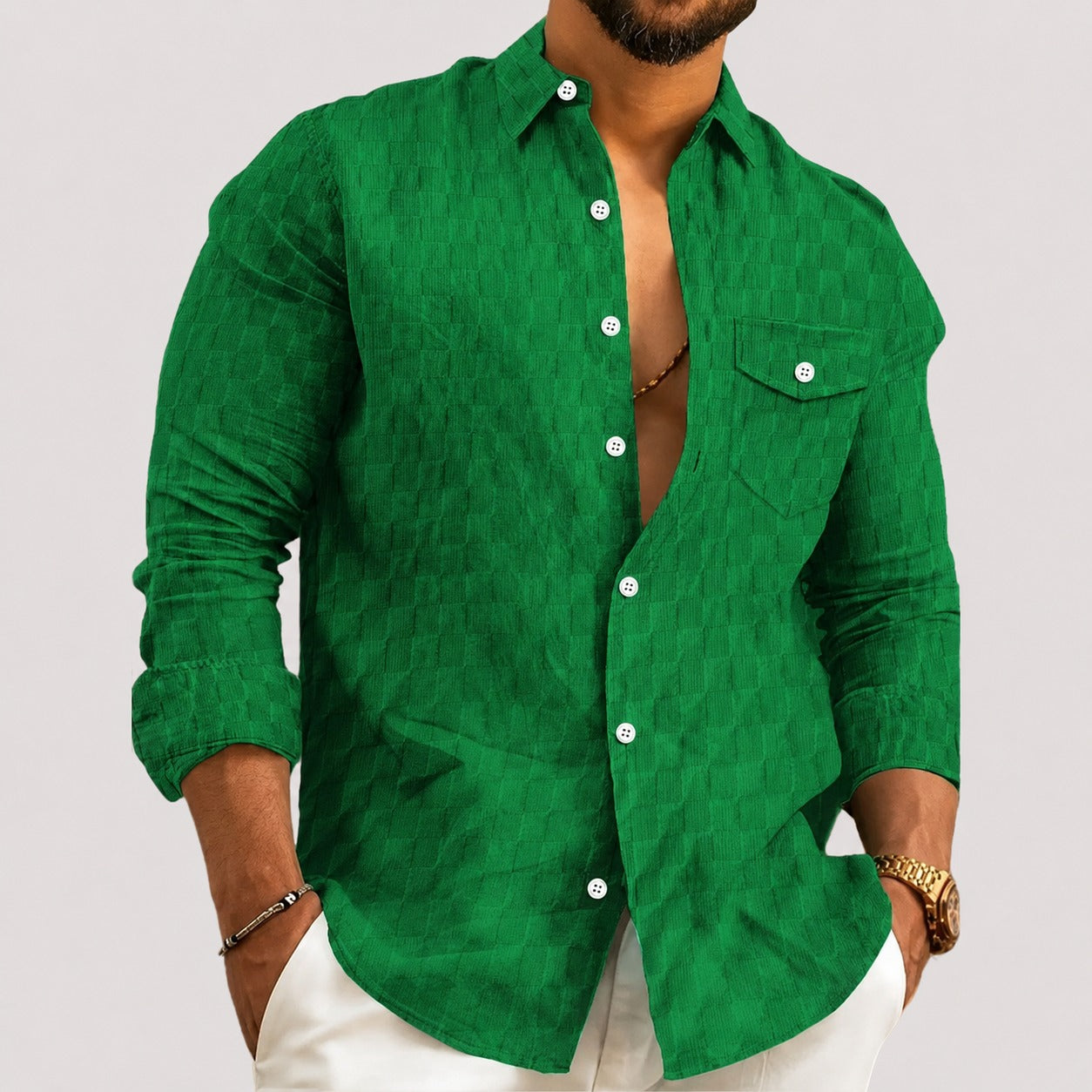 Walter - Stylish Patterned Long Sleeve Shirt