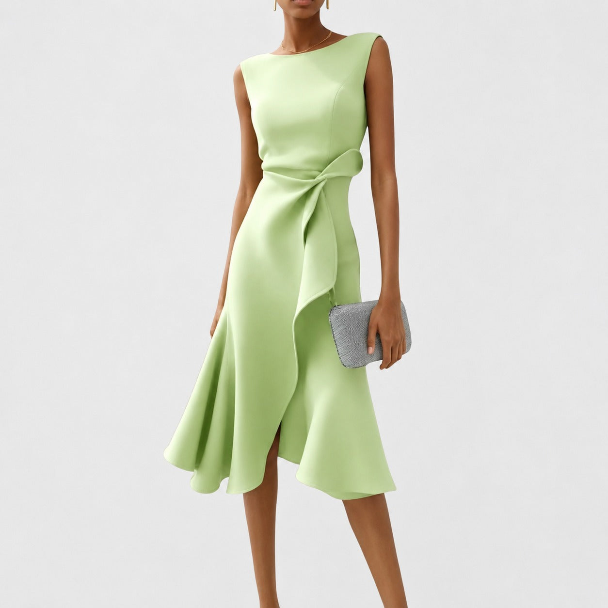 Stella - Stylish Midi Dress without Sleeves