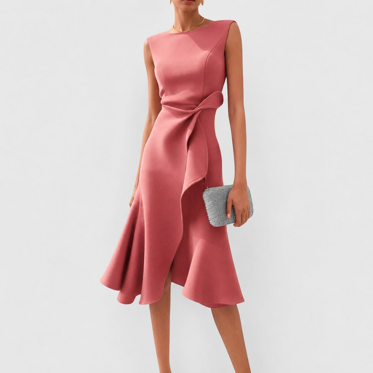 Stella - Stylish Midi Dress without Sleeves