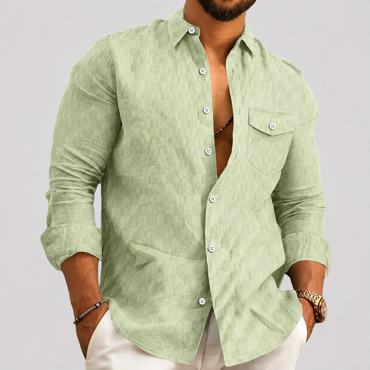 Walter - Stylish Patterned Long Sleeve Shirt