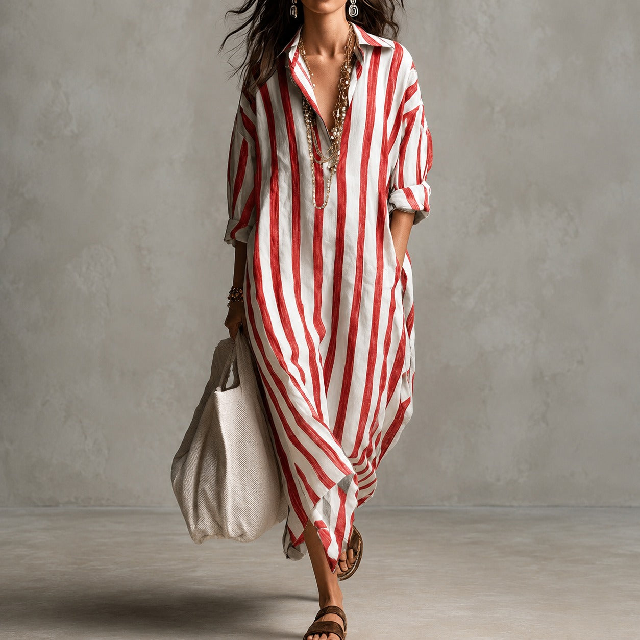 Elysia - Loose Long Sleeve Shirt Dress