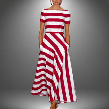 Darcie - Striped A-Line Long Dress