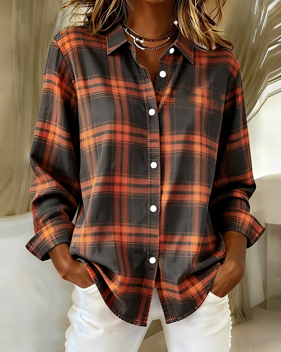 Eliza - Casual Long-Sleeve Checkered Shirt