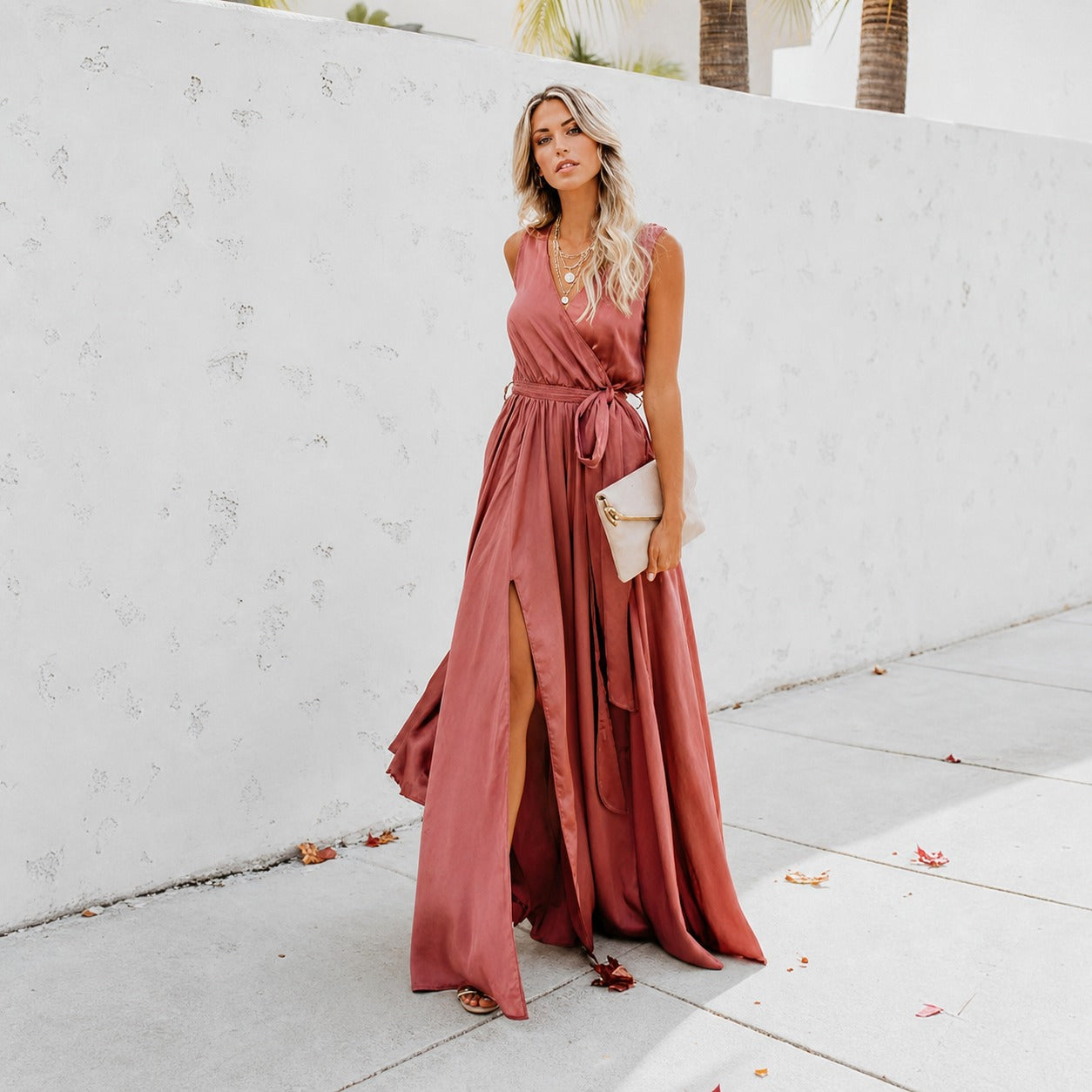 Kareem - Relaxed Long Dress with Waist Tie