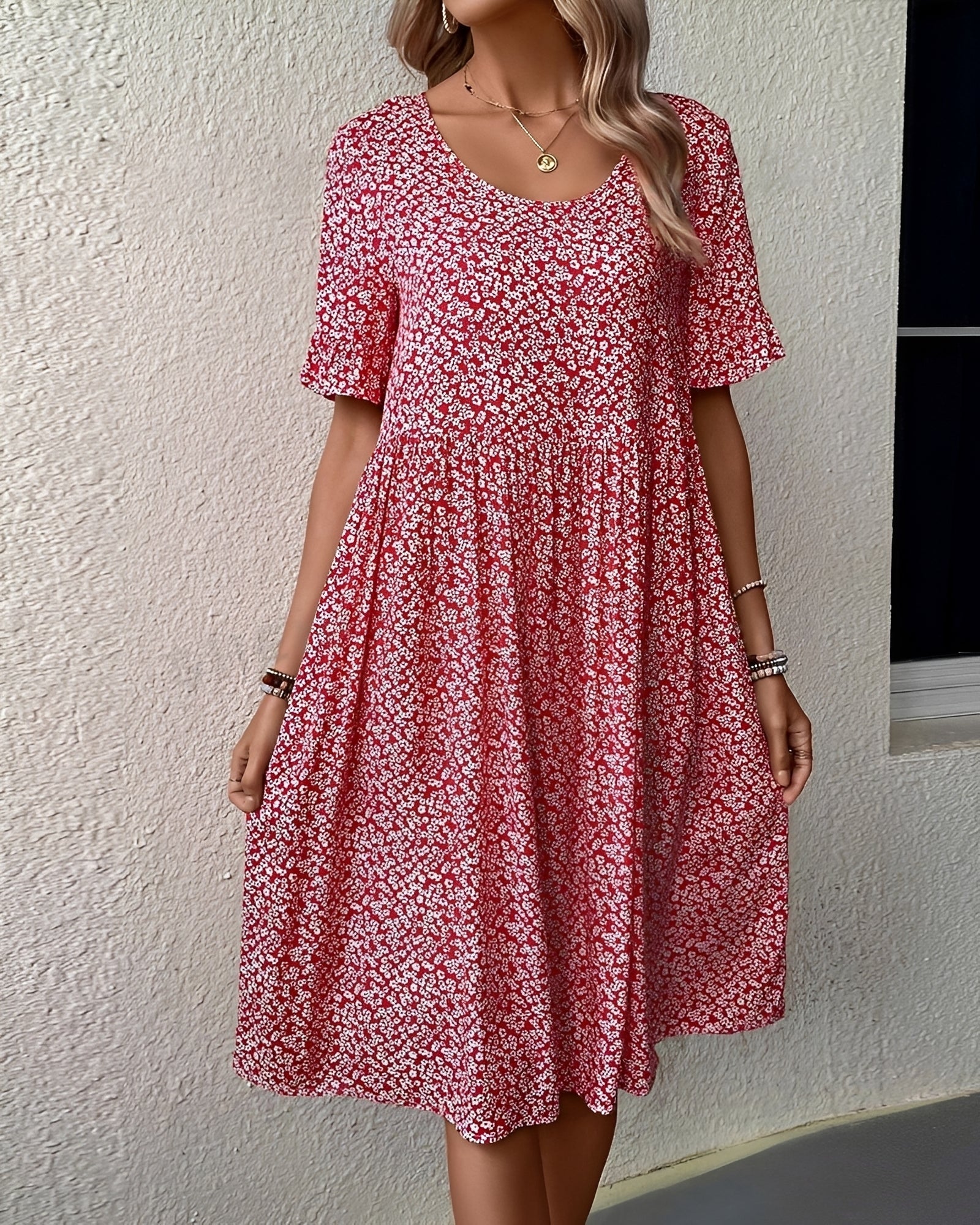 Michaela - Floral Pattern Midi Dress