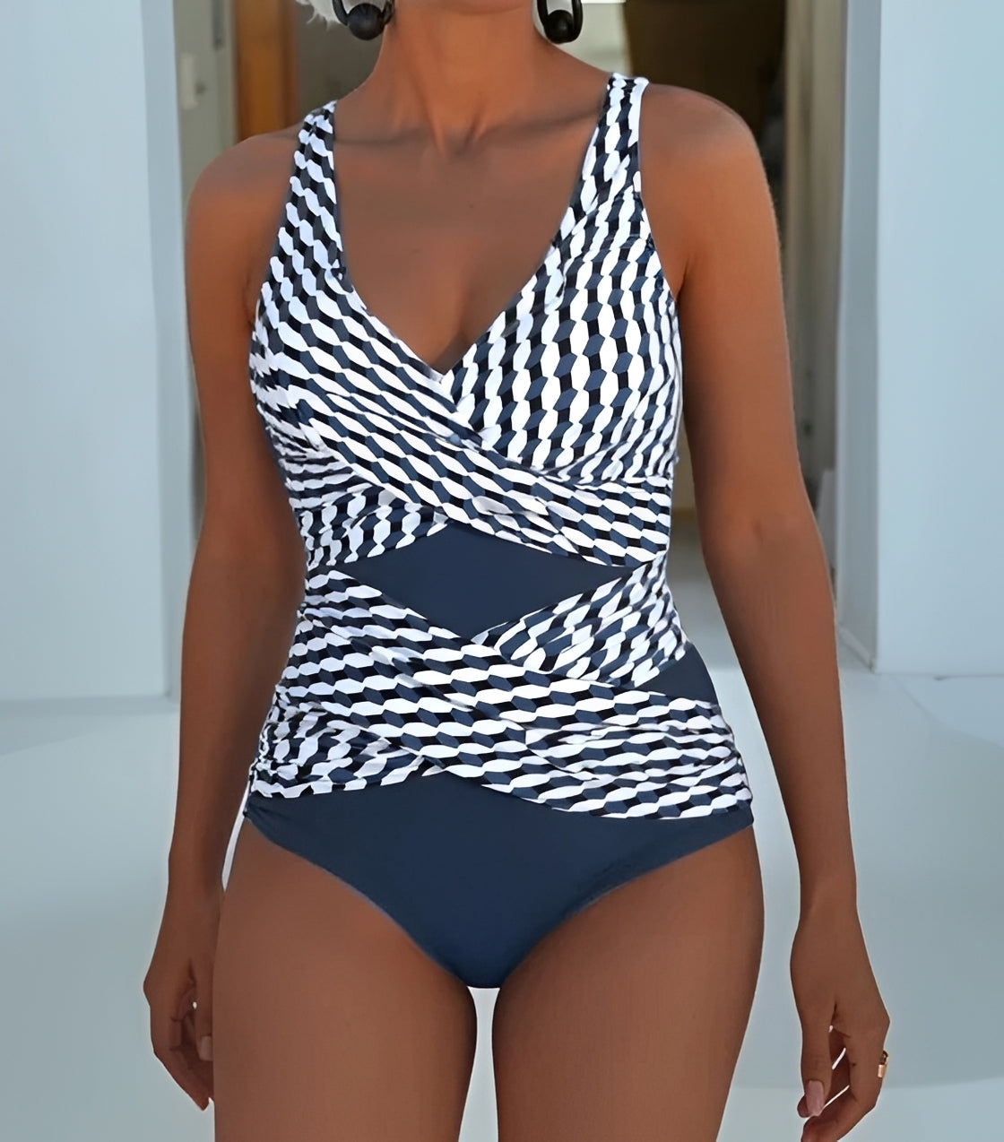 Karen - Stylish Cross-Front Swimsuit