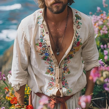 Benedict - Fashionable Embroidered Long Sleeve Shirt