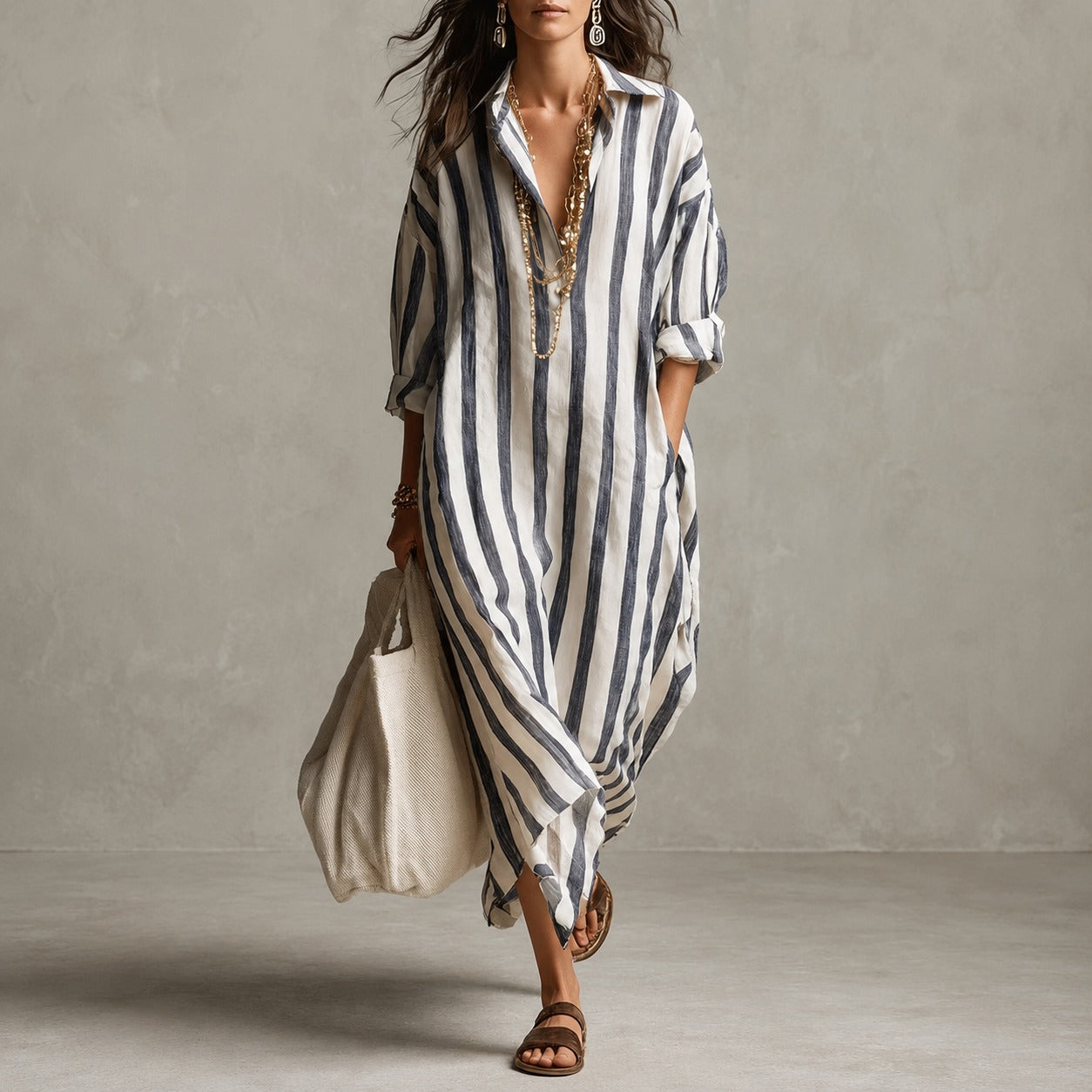 Elysia - Loose Long Sleeve Shirt Dress
