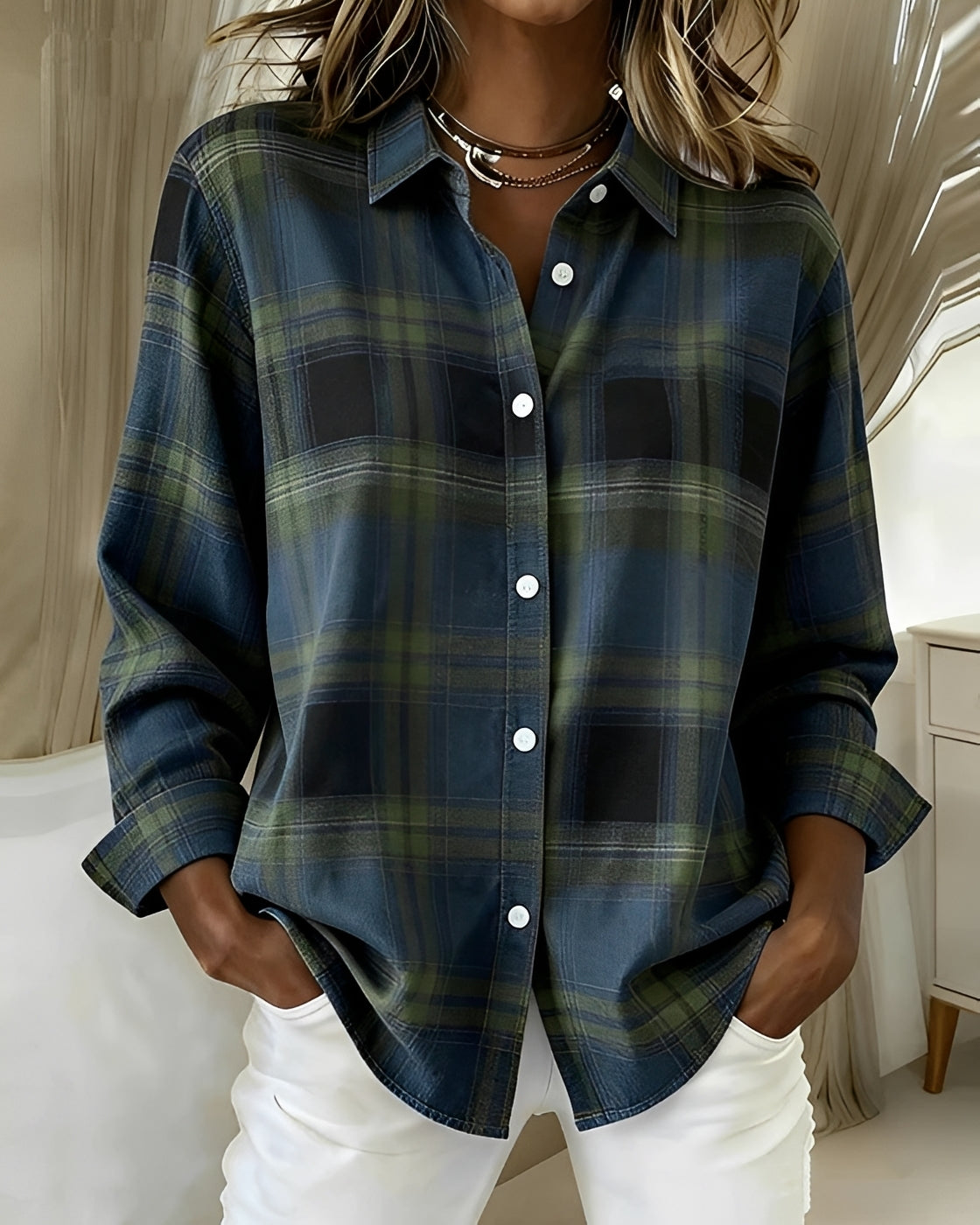 Eliza - Casual Long-Sleeve Checkered Shirt