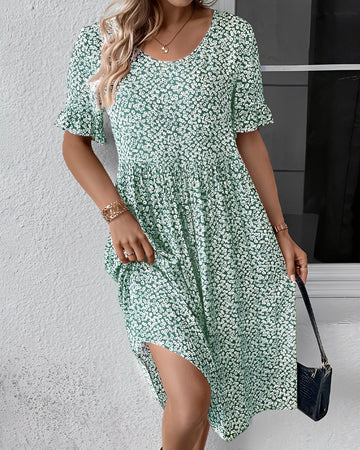 Michaela - Floral Pattern Midi Dress