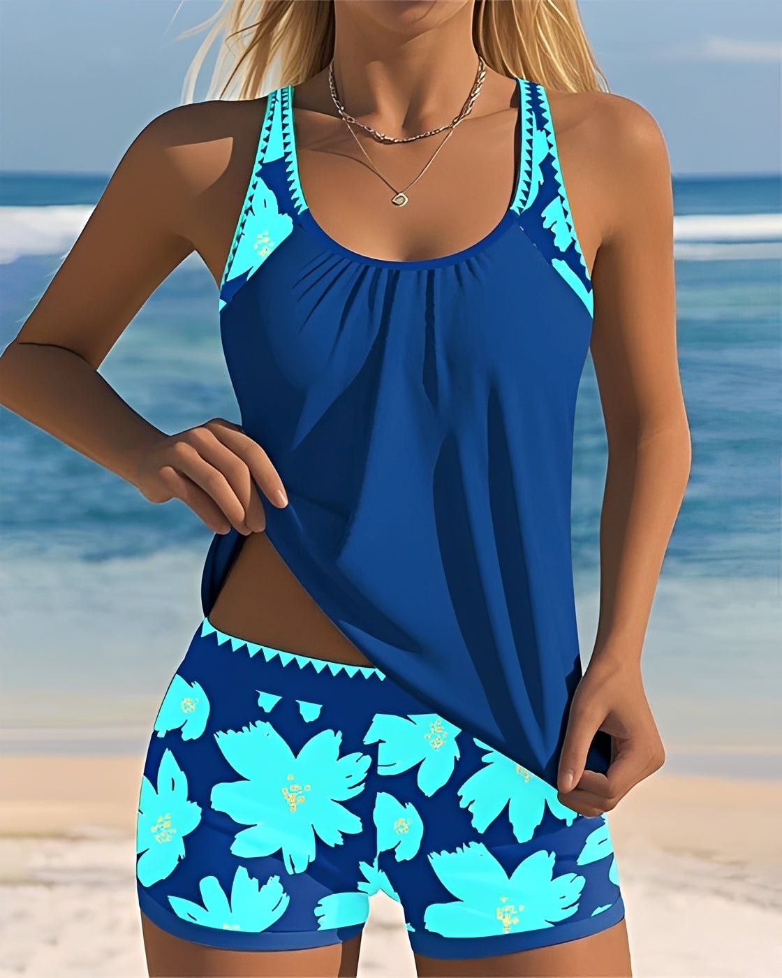 Mila - Floral U-Neck Tankini