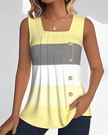 Grace - Relaxed Striped Pleated Tank Top