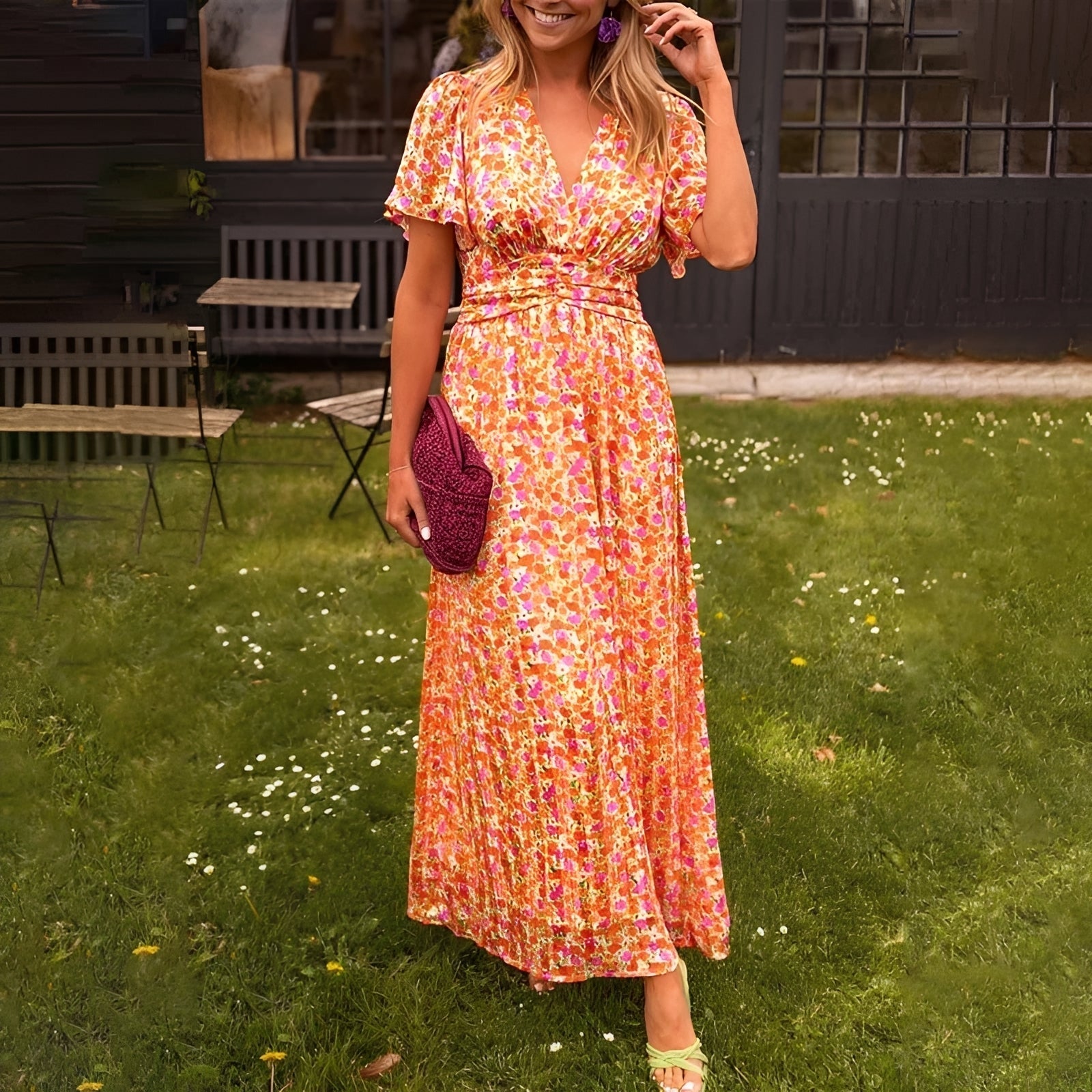 Ophelia - Stylish V-Neck Dress