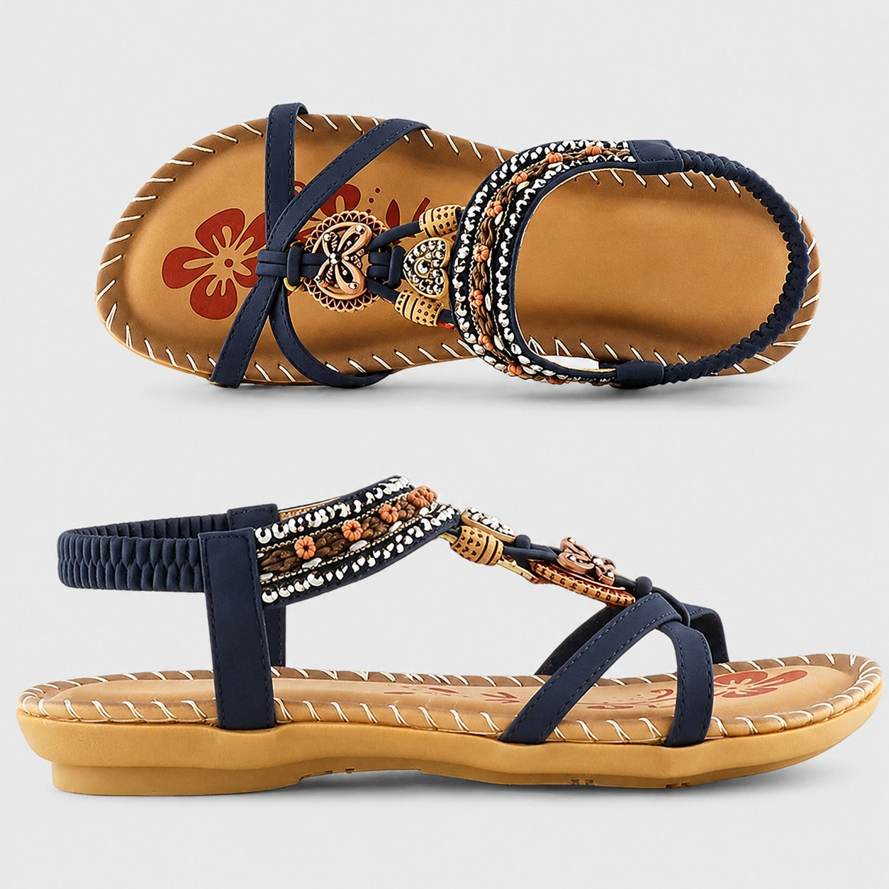 Eleanor - Fashionable Rhinestone Flat Sandals