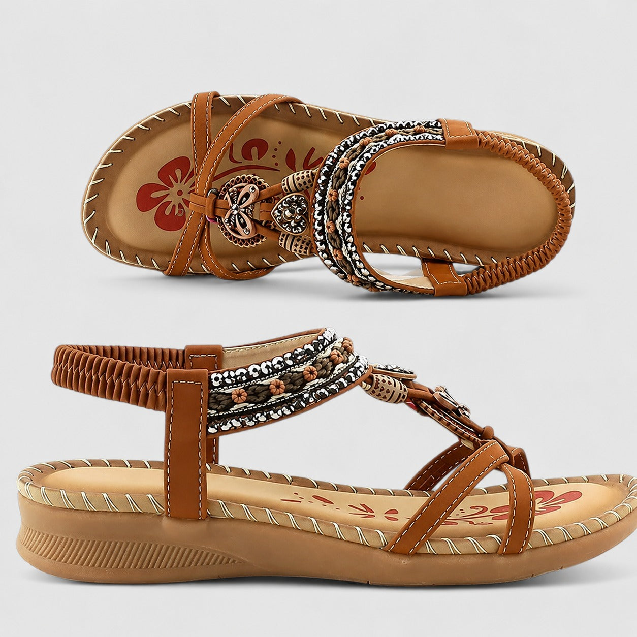 Eleanor - Fashionable Rhinestone Flat Sandals