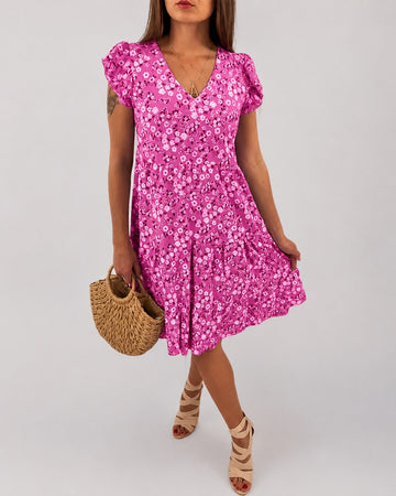 Gwen - Casual Mid-Length Dress with Flower Pattern