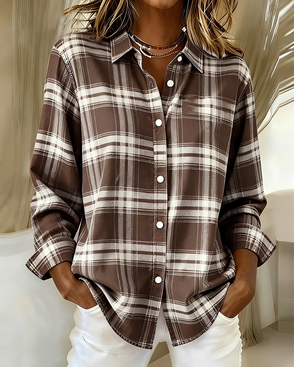 Eliza - Casual Long-Sleeve Checkered Shirt