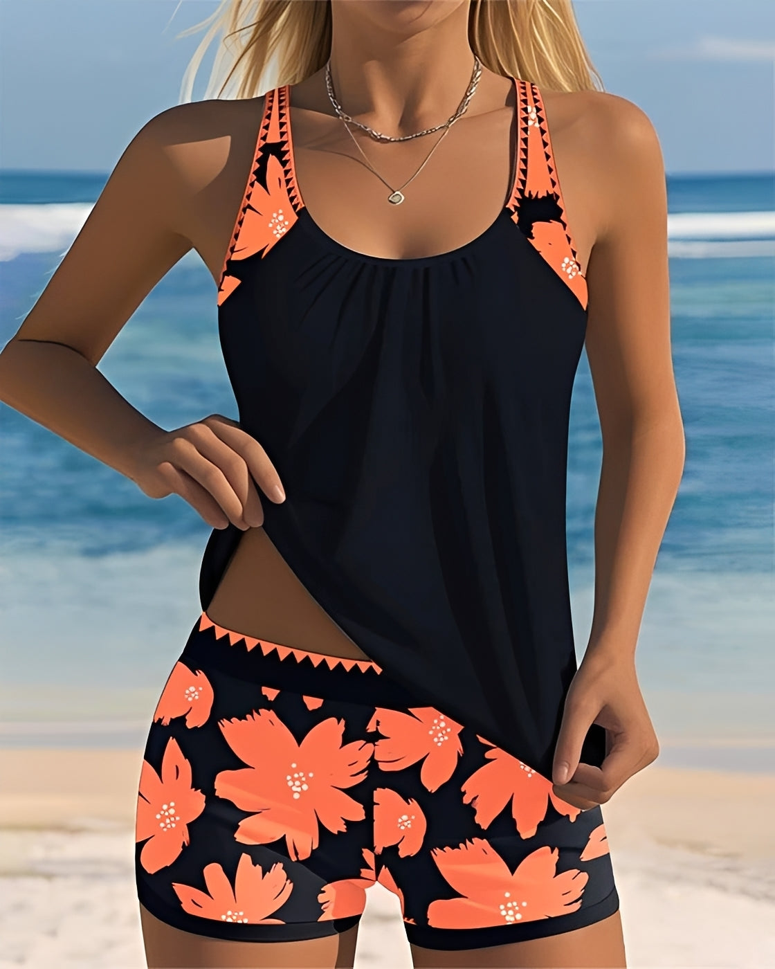 Mila - Floral U-Neck Tankini