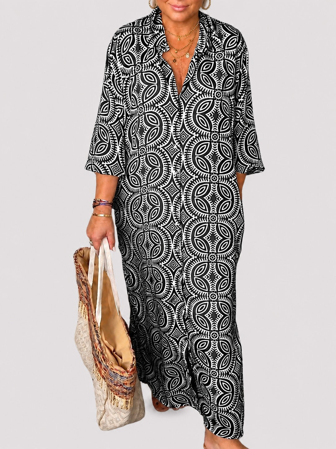 Liliana - Classic Lapel Long Dress