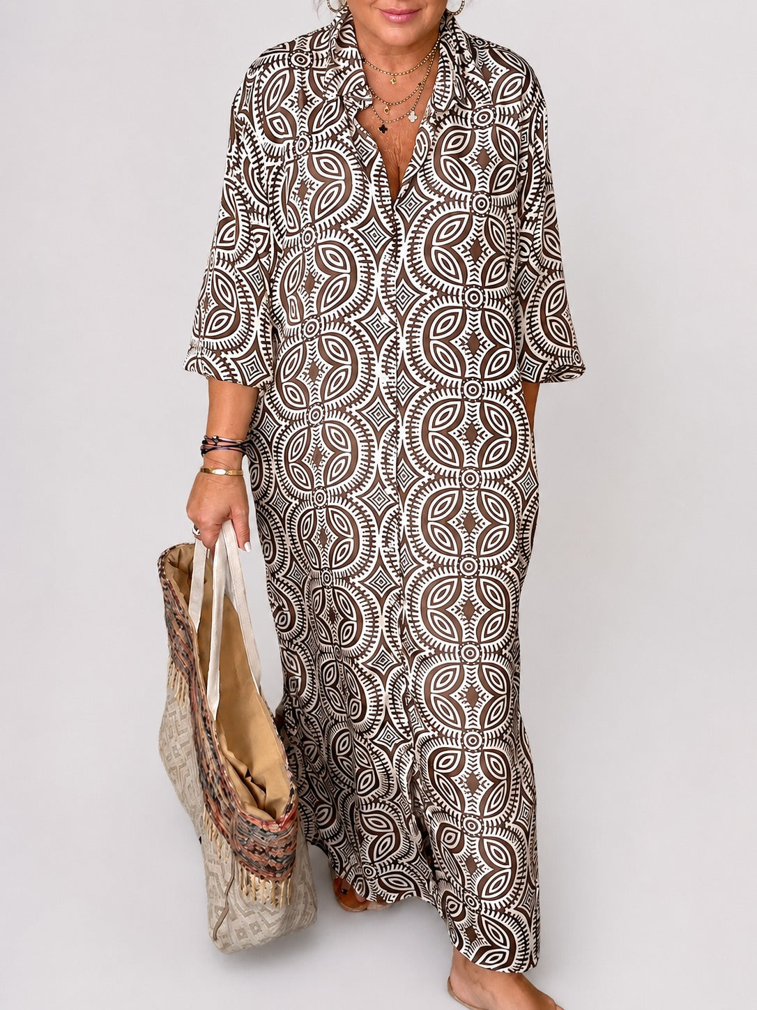 Liliana - Classic Lapel Long Dress