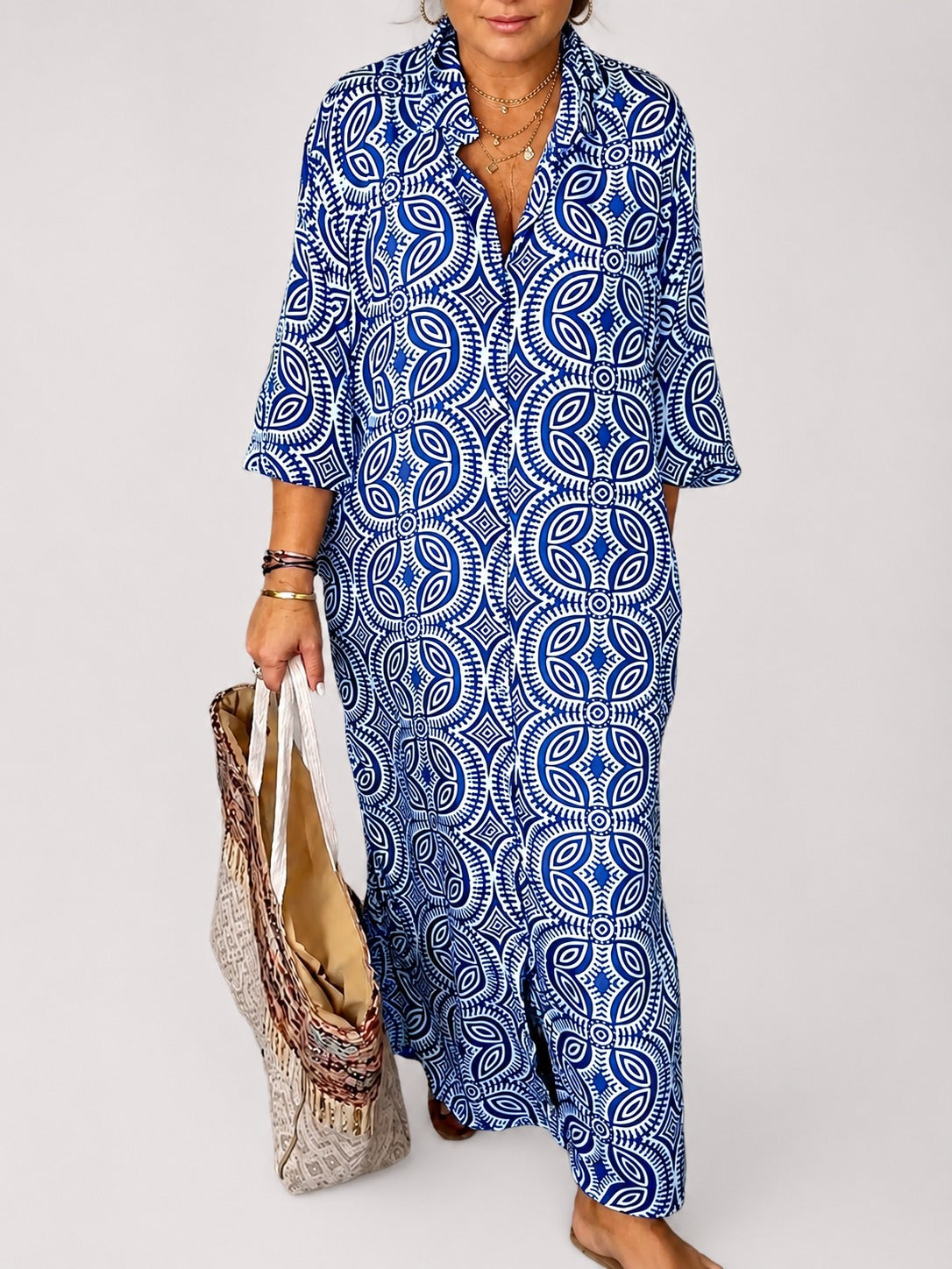 Liliana - Classic Lapel Long Dress