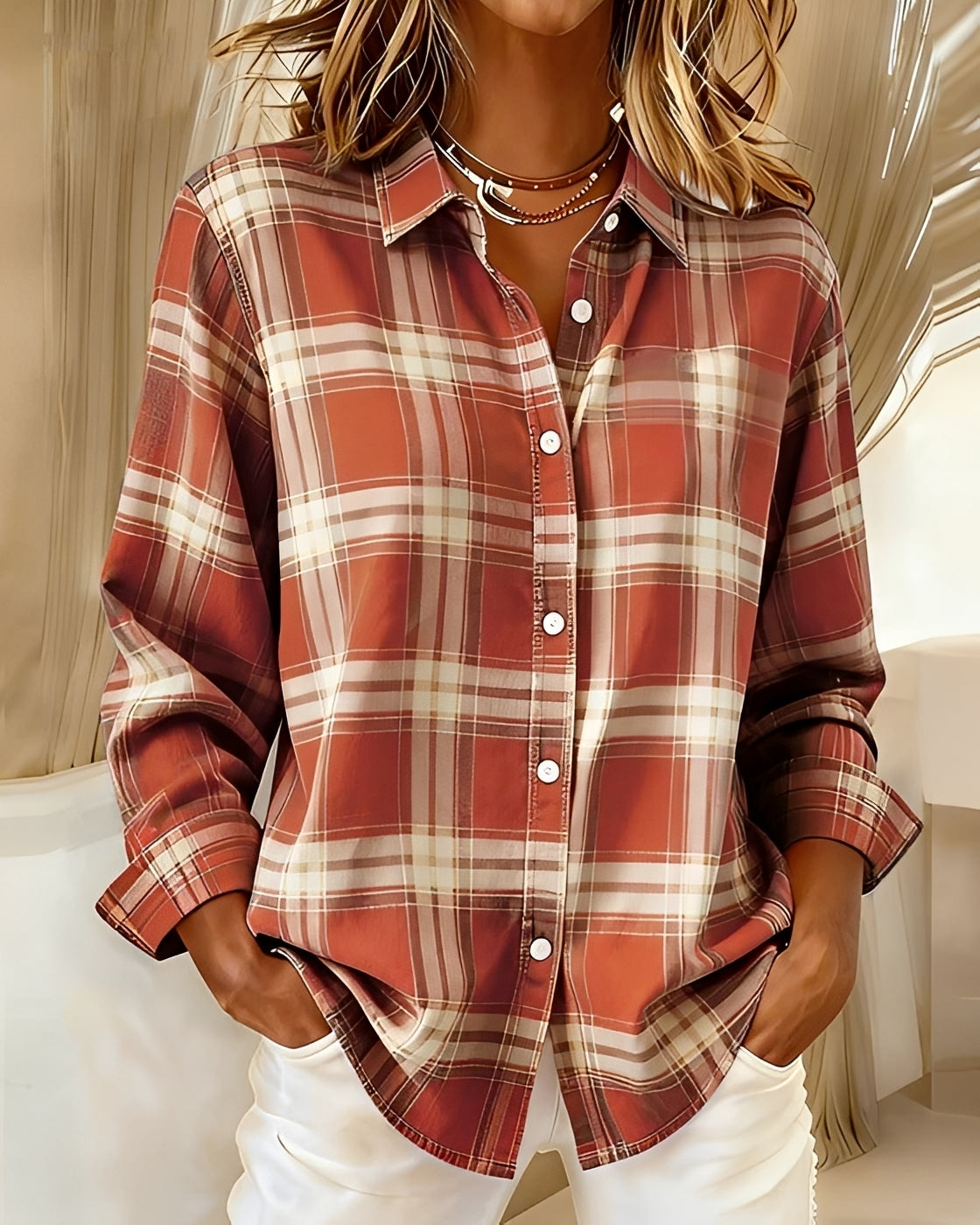 Eliza - Casual Long-Sleeve Checkered Shirt