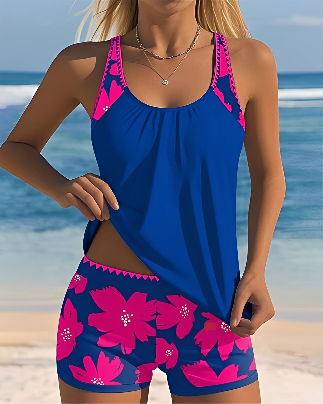 Mila - Floral U-Neck Tankini