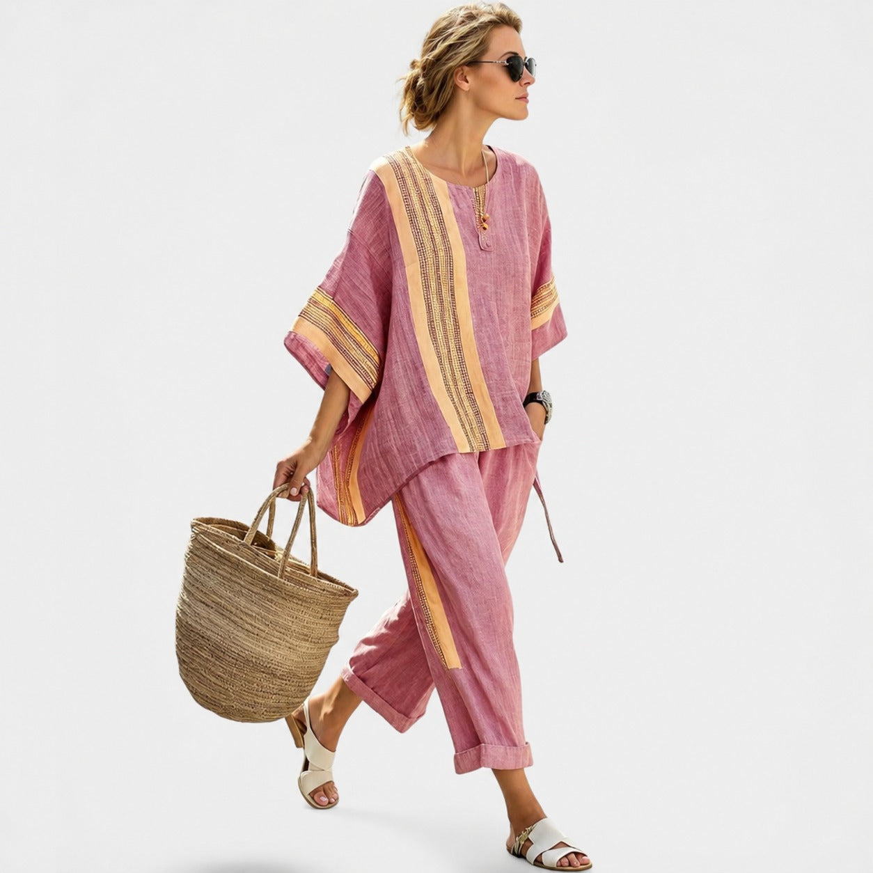 Libbie - Cozy Striped Tunic and Pants Set