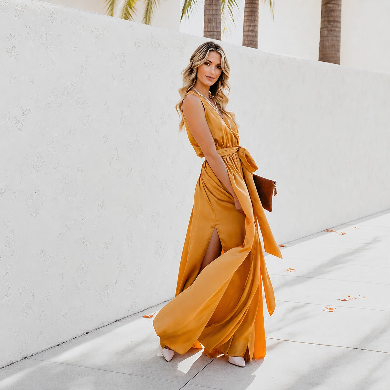 Kareem - Relaxed Long Dress with Waist Tie