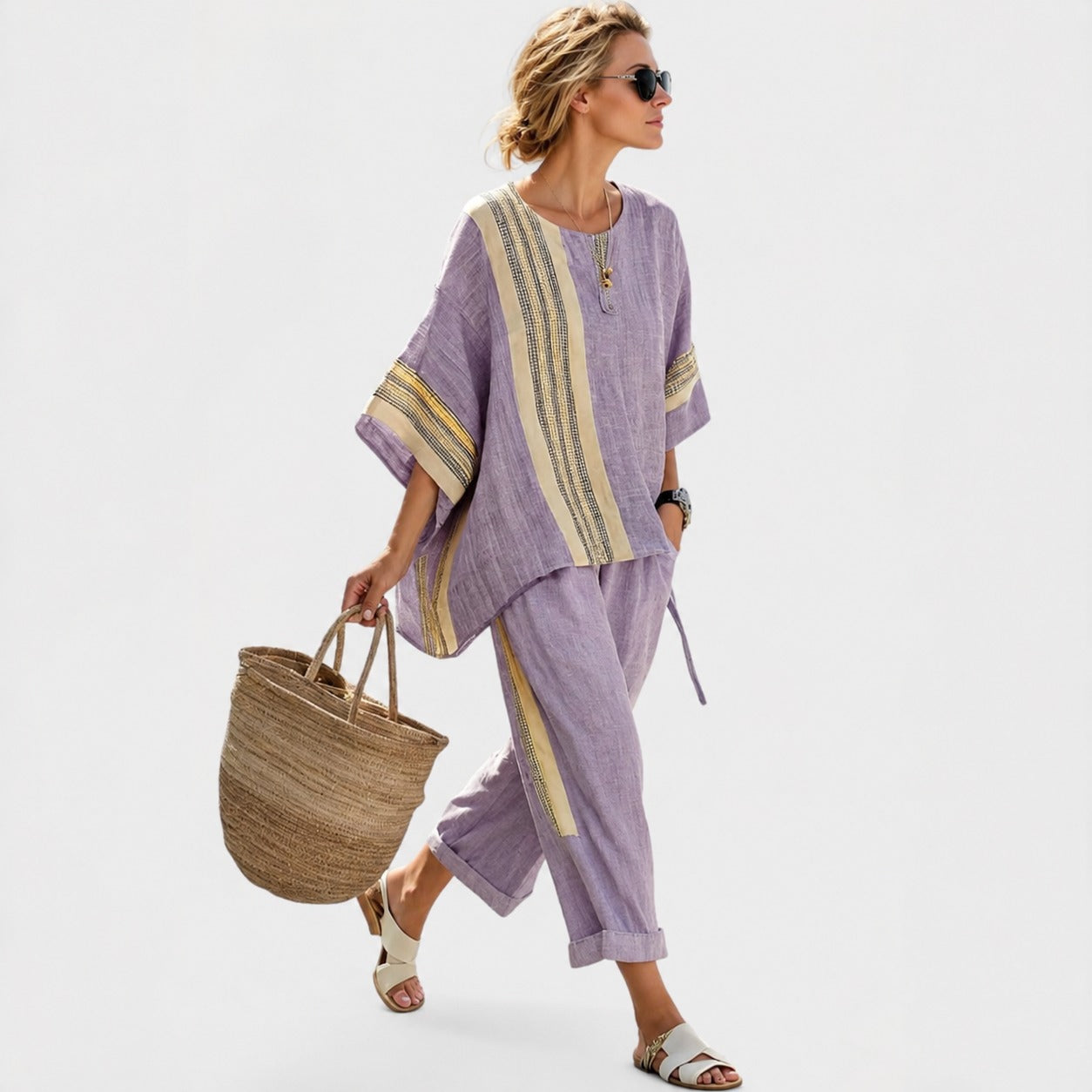 Libbie - Cozy Striped Tunic and Pants Set