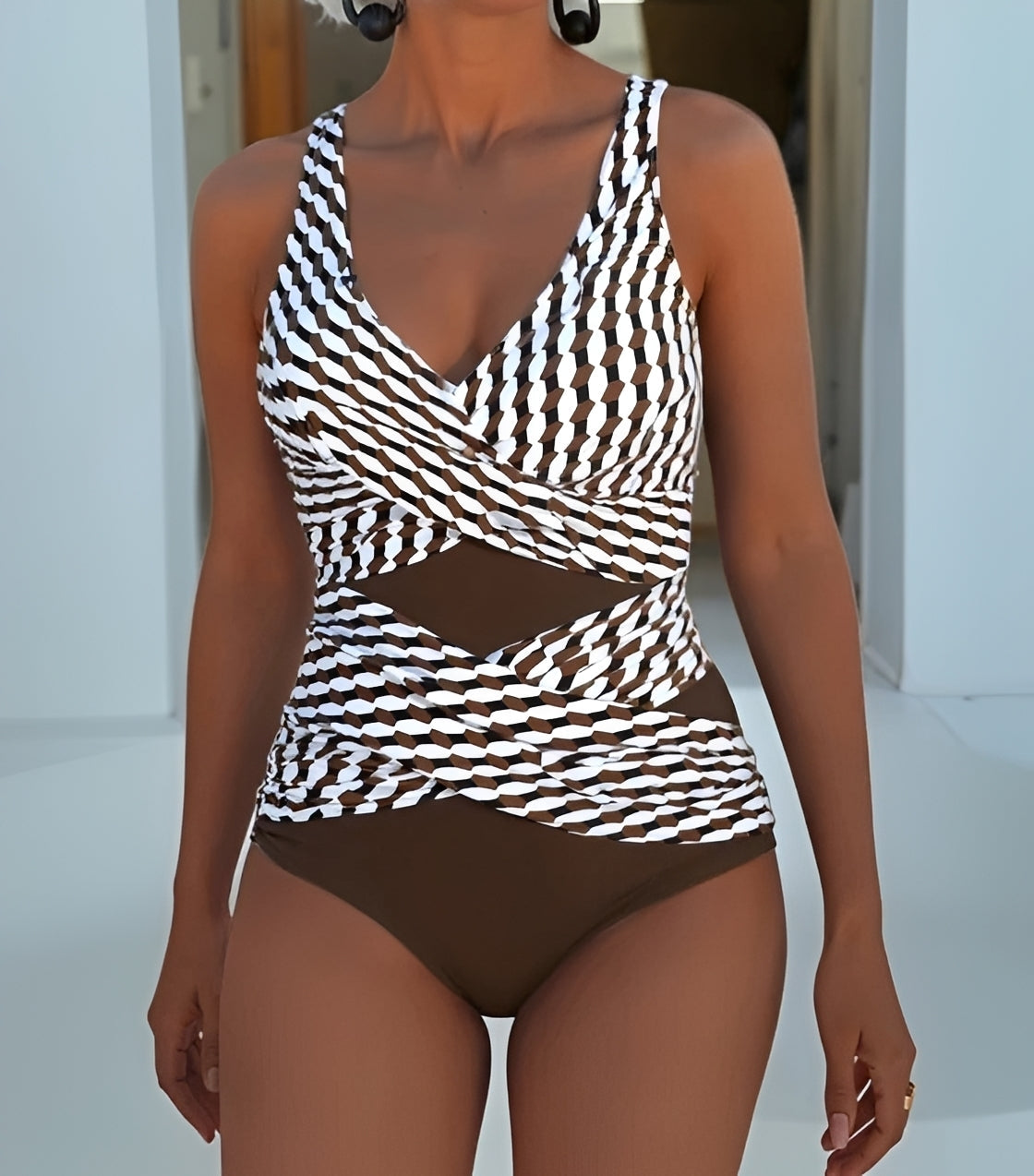 Karen - Stylish Cross-Front Swimsuit