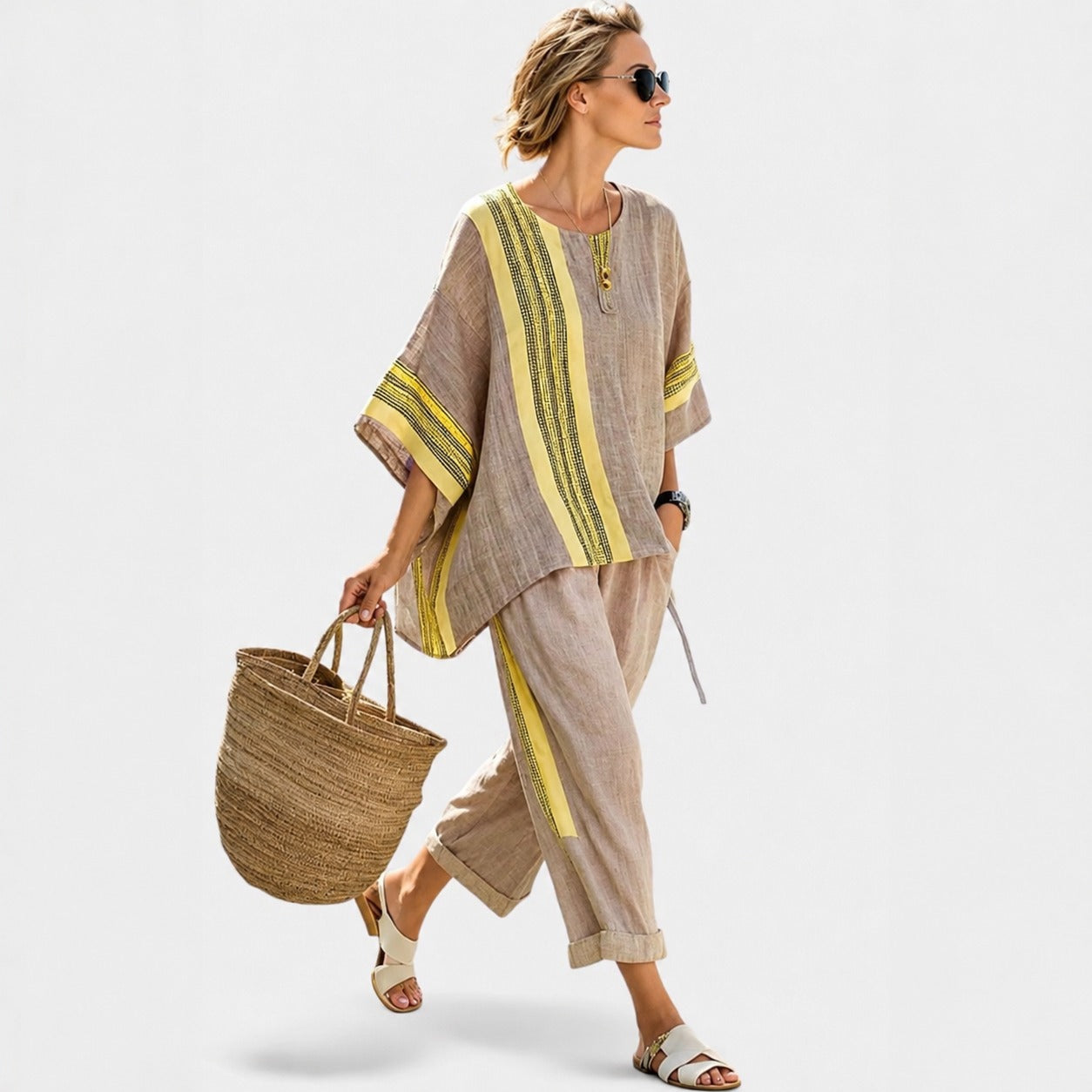 Libbie - Cozy Striped Tunic and Pants Set