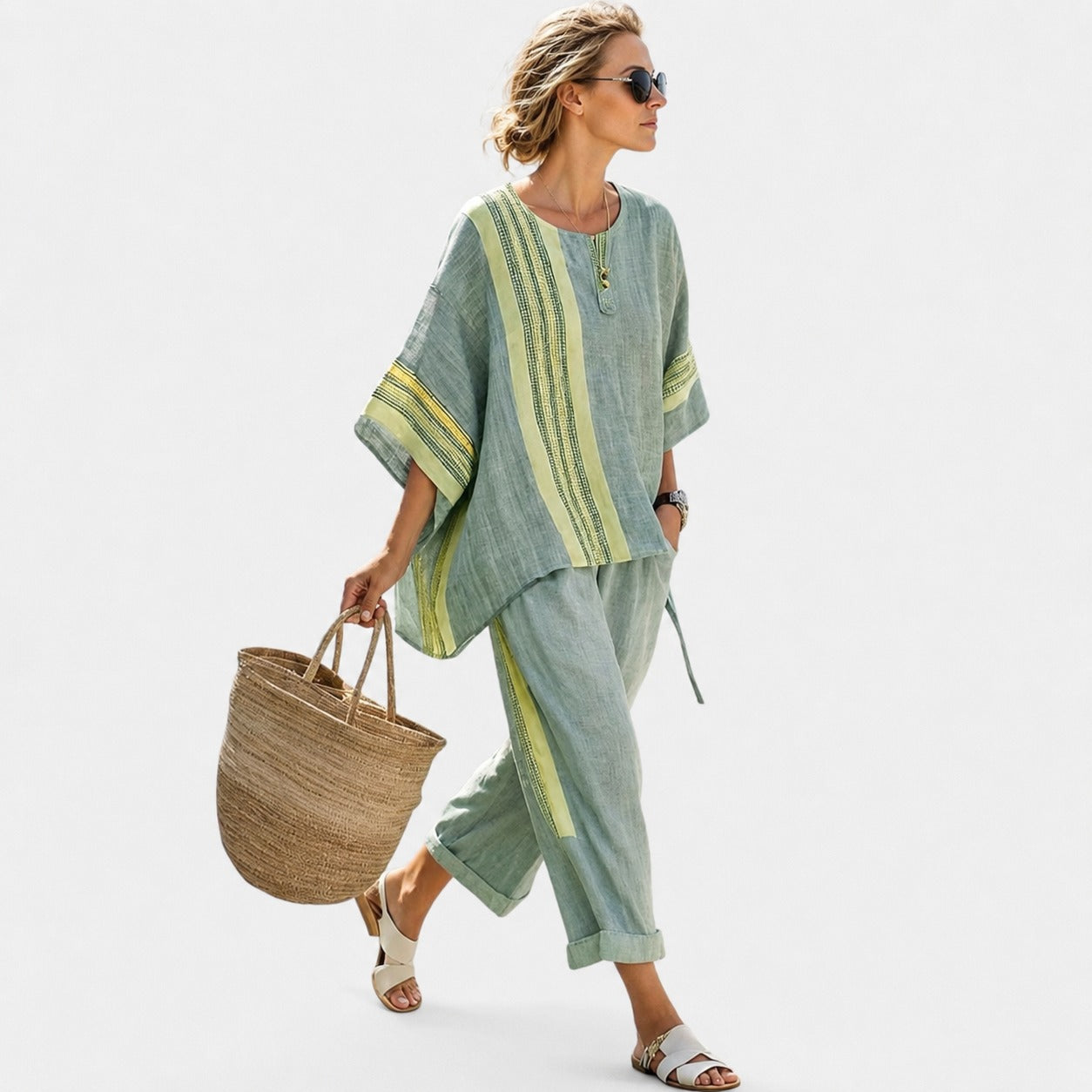 Libbie - Cozy Striped Tunic and Pants Set