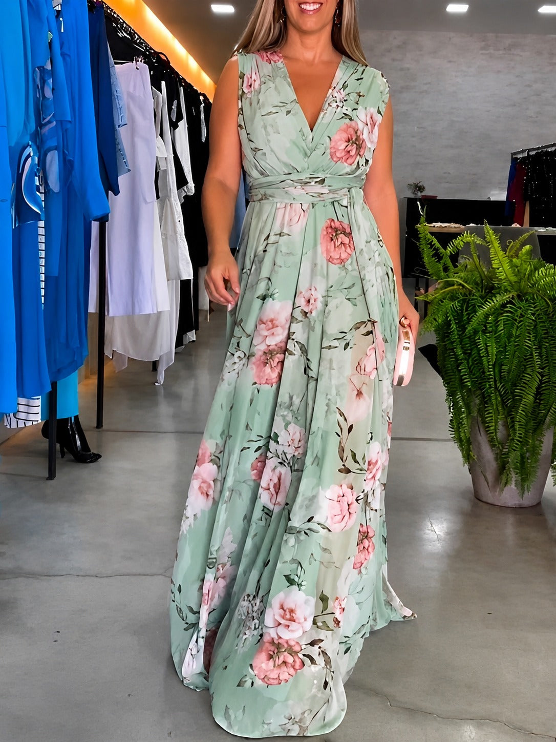 Hana - Casual Sleeveless Dress with Floral Pattern