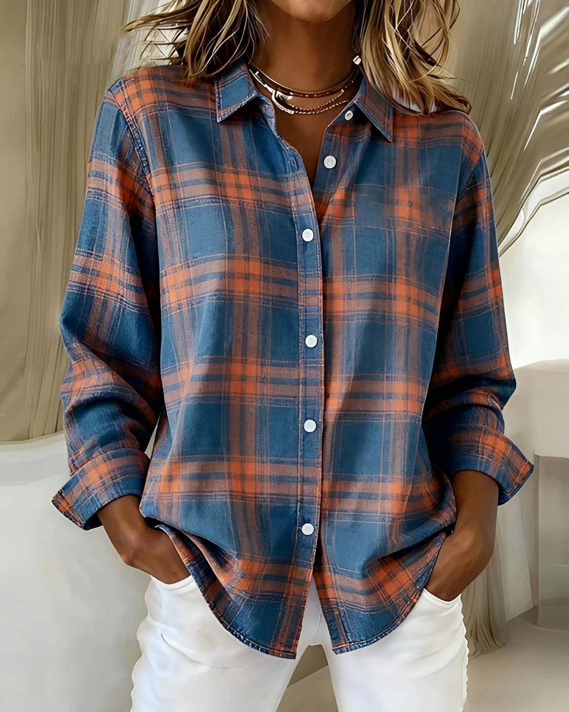 Eliza - Casual Long-Sleeve Checkered Shirt