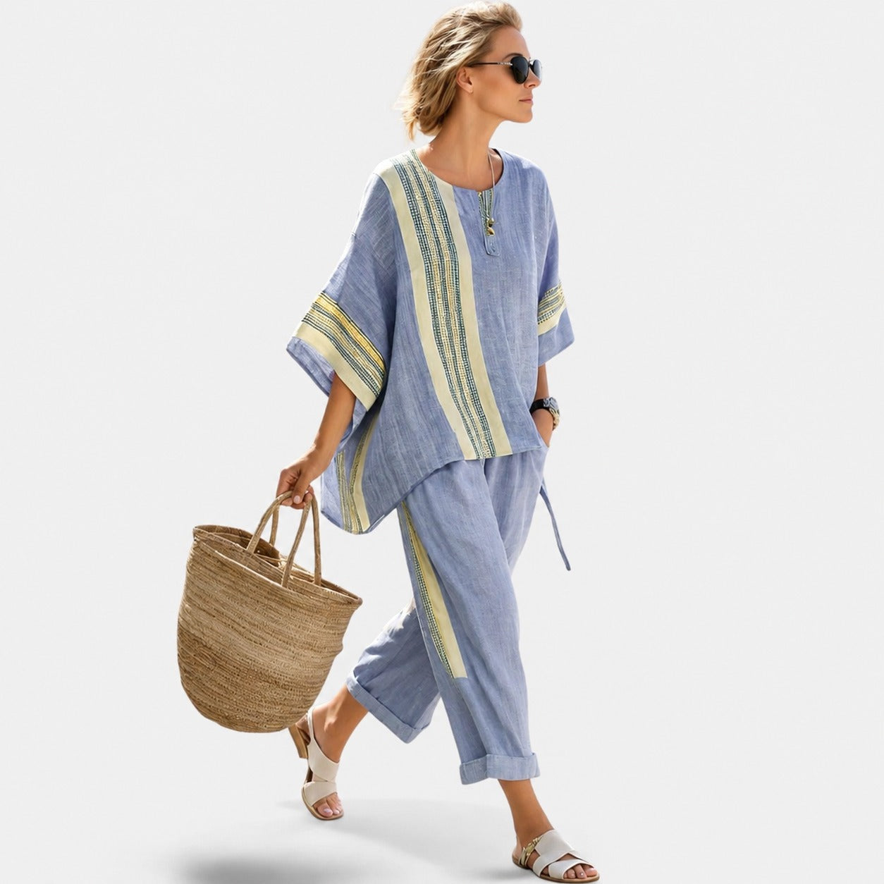 Libbie - Cozy Striped Tunic and Pants Set