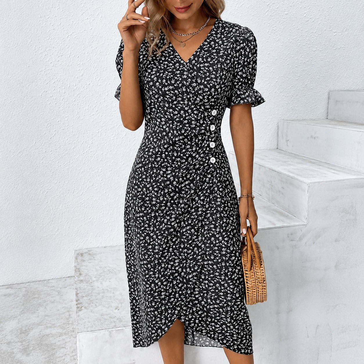Gabriella - Stylish Floral Asymmetrical Dress