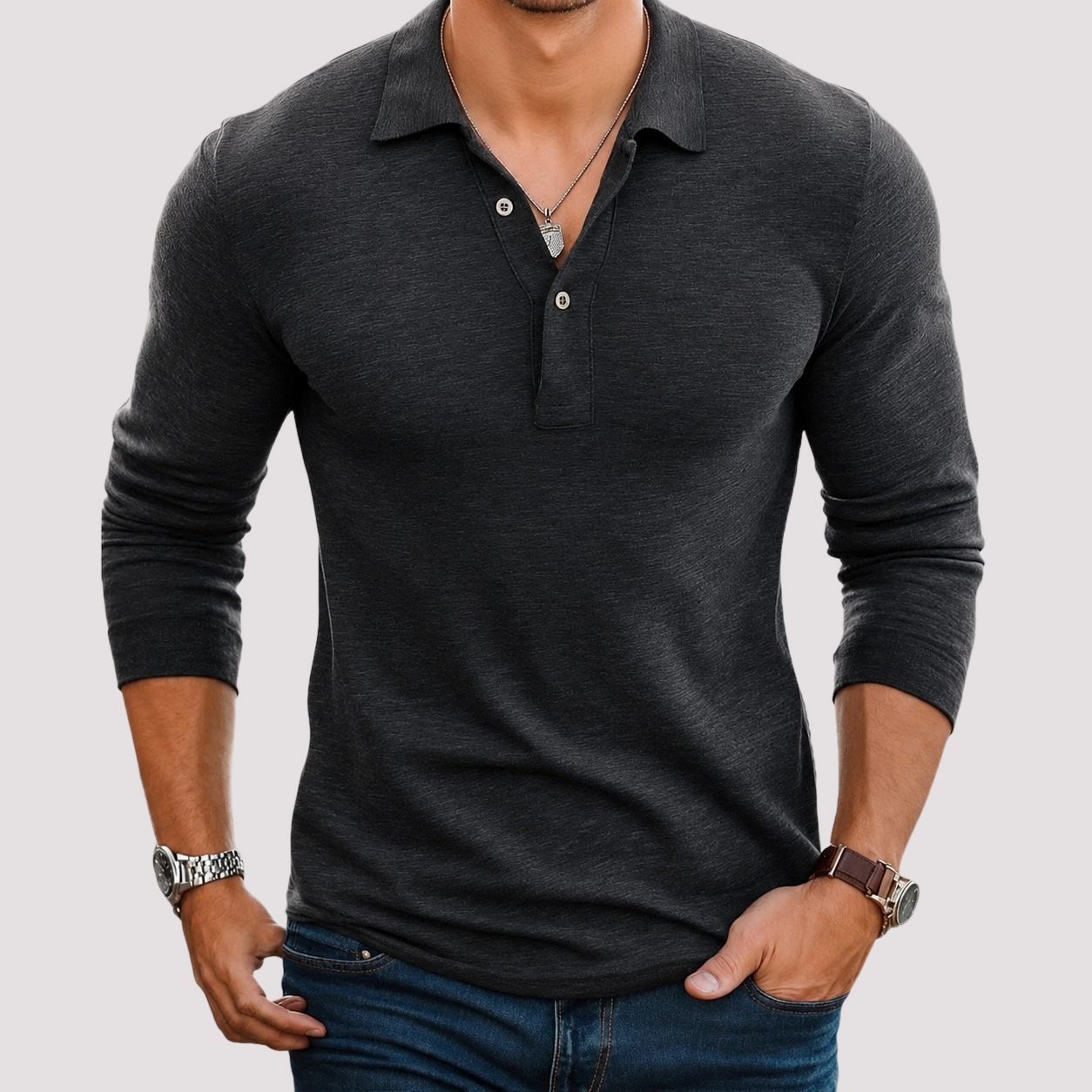 Jack - Casual Long Sleeve Polo Shirt