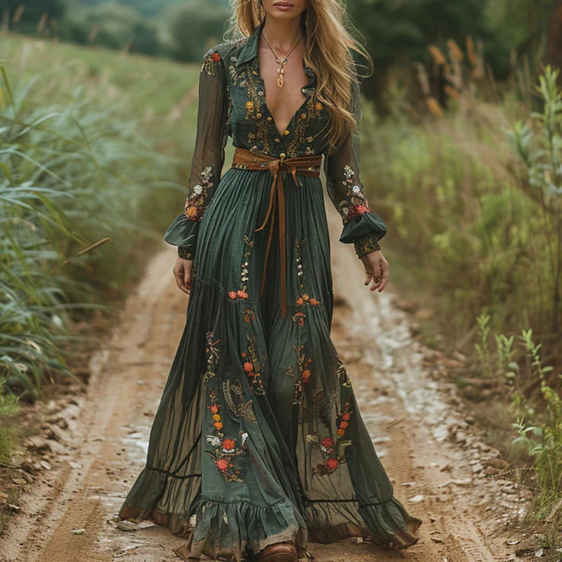 Selvara – Elegant Boho Women's Maxi Dress