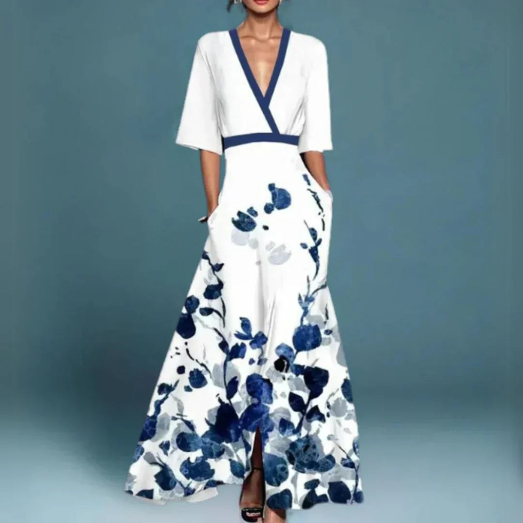 Jill- Elegantes Damen Maxikleid mit floralem Muster