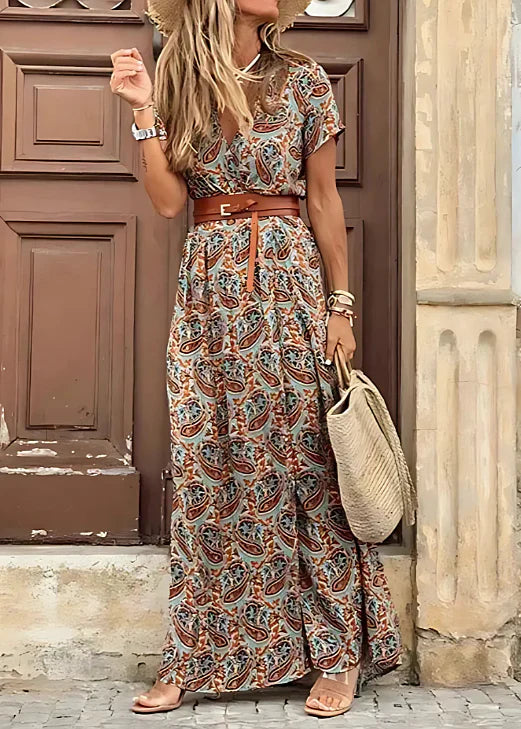 Justine – Floral Women's Maxi Dress with Slit