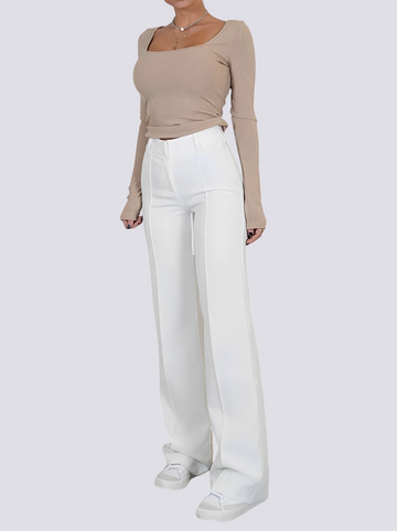 Amelie - Stylish High-Waist Straight Leg Pants