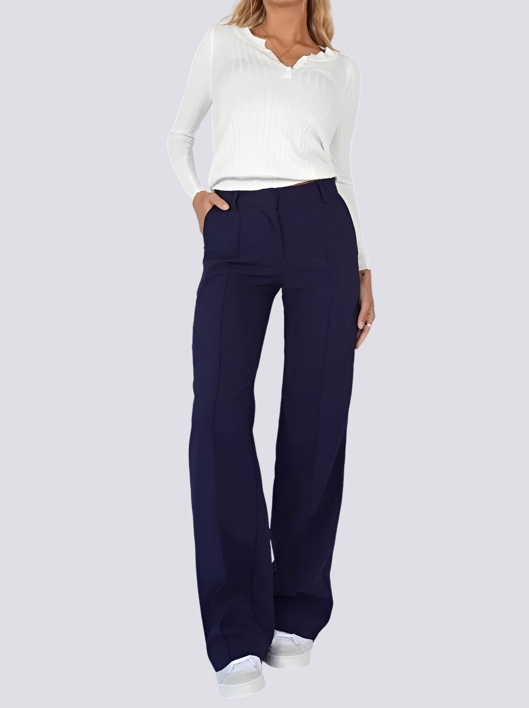 Amelie - Stylish High-Waist Straight Leg Pants
