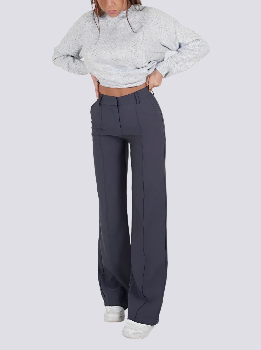 Amelie - Stylish High-Waist Straight Leg Pants