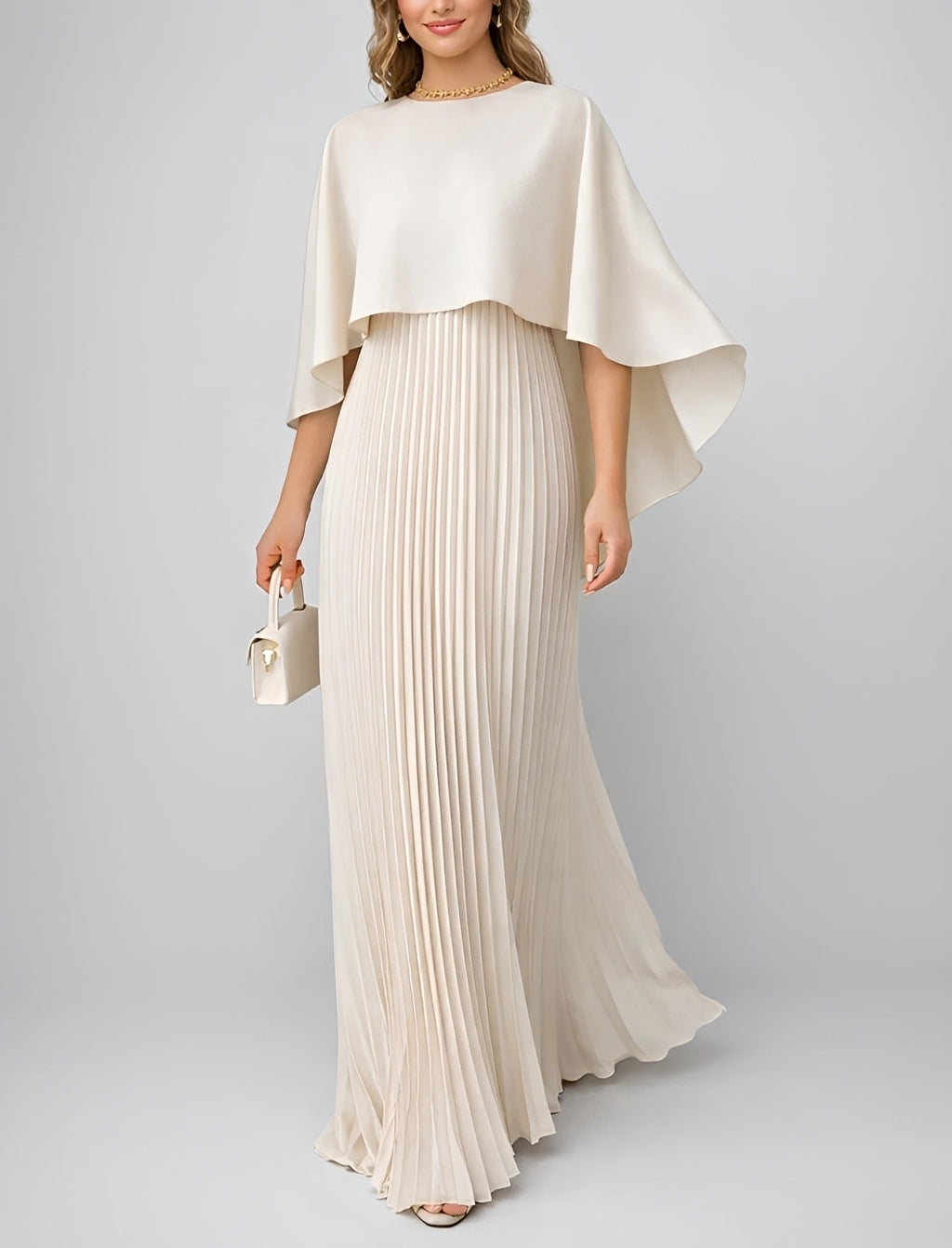 Zuzanna - Graceful Pleated Full-Length Chiffon Dress