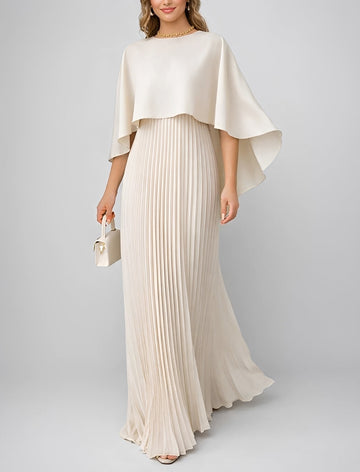 Zuzanna - Graceful Pleated Full-Length Chiffon Dress