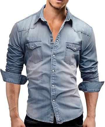 Arjun - Men's Denim Shirt - Relaxed Long-sleeve