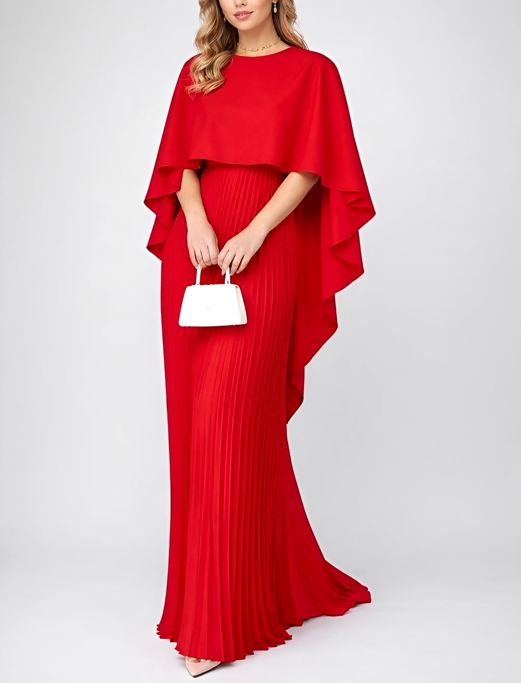 Zuzanna - Graceful Pleated Full-Length Chiffon Dress