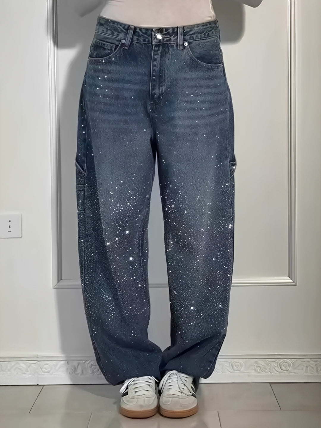 Sami - Stylish Wide-Leg Jeans with Shine