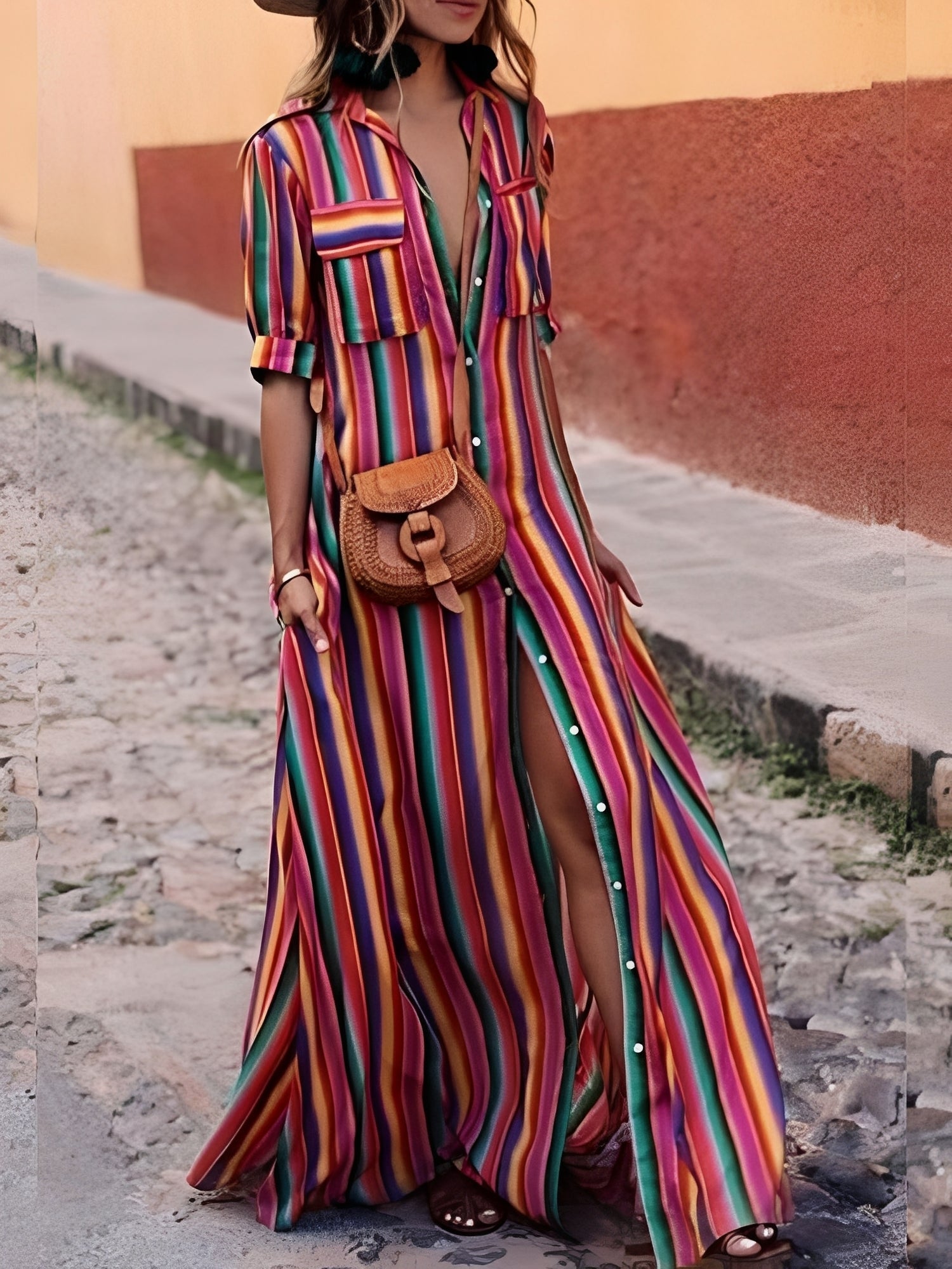 Samara - Chic Striped Long Dress